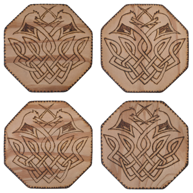 Wood Burned Coaster 4-Pack w/ shipping included