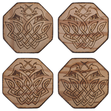 Wood Burned Coaster 4-Pack w/ shipping included