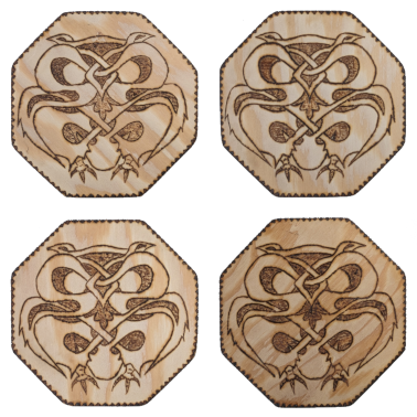 Wood Burned Coaster 4-Pack w/ shipping included