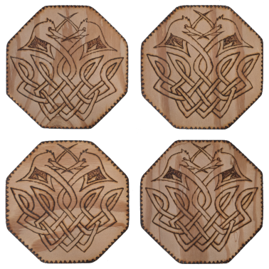 Wood Burned Coaster 4-Pack w/ shipping included