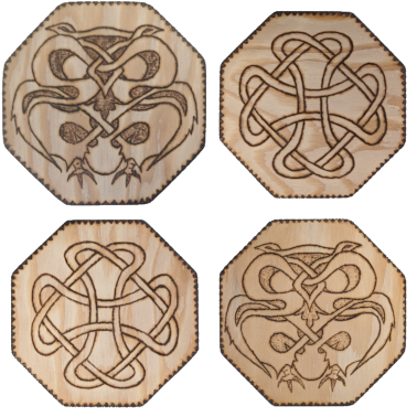 Wood Burned Coaster 4-Pack w/ shipping included